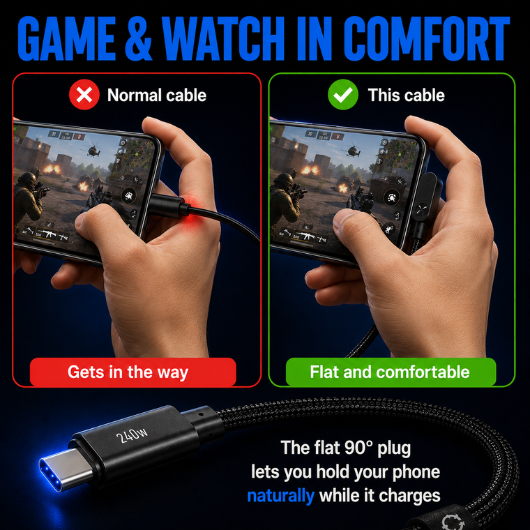 Foldable stand built into the cable head
