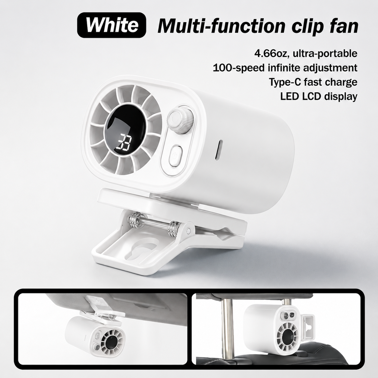Portable Clip Fan · Cool Air Anywhere You Go