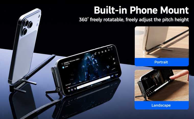 Premium braided nylon cable with phone stand