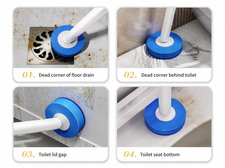 Multi purpose cleaning wand for bathroom